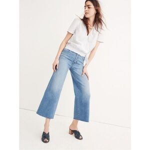 Madewell Jeans | 25 Wide Leg Crop Raw Hem Button Fly Front High Rise H5839